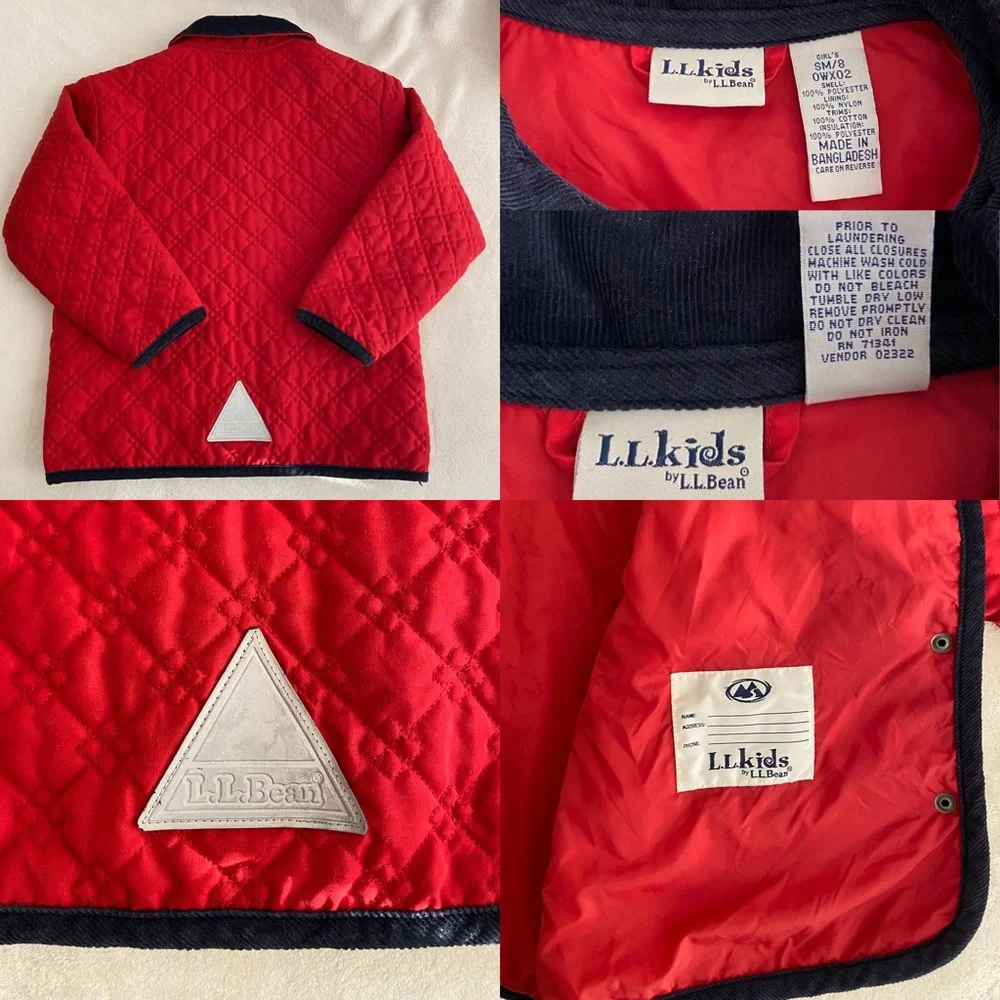 L.L. Bean Red Quilted Jacket || Girls S (8)